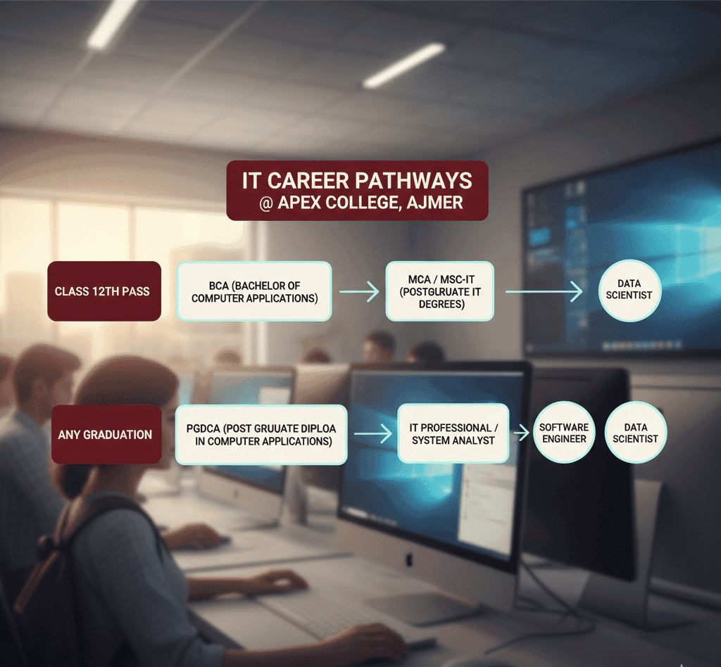 "IT Career BCA MCA PGDCA at Apex College Ajmer best bca college in ajmer